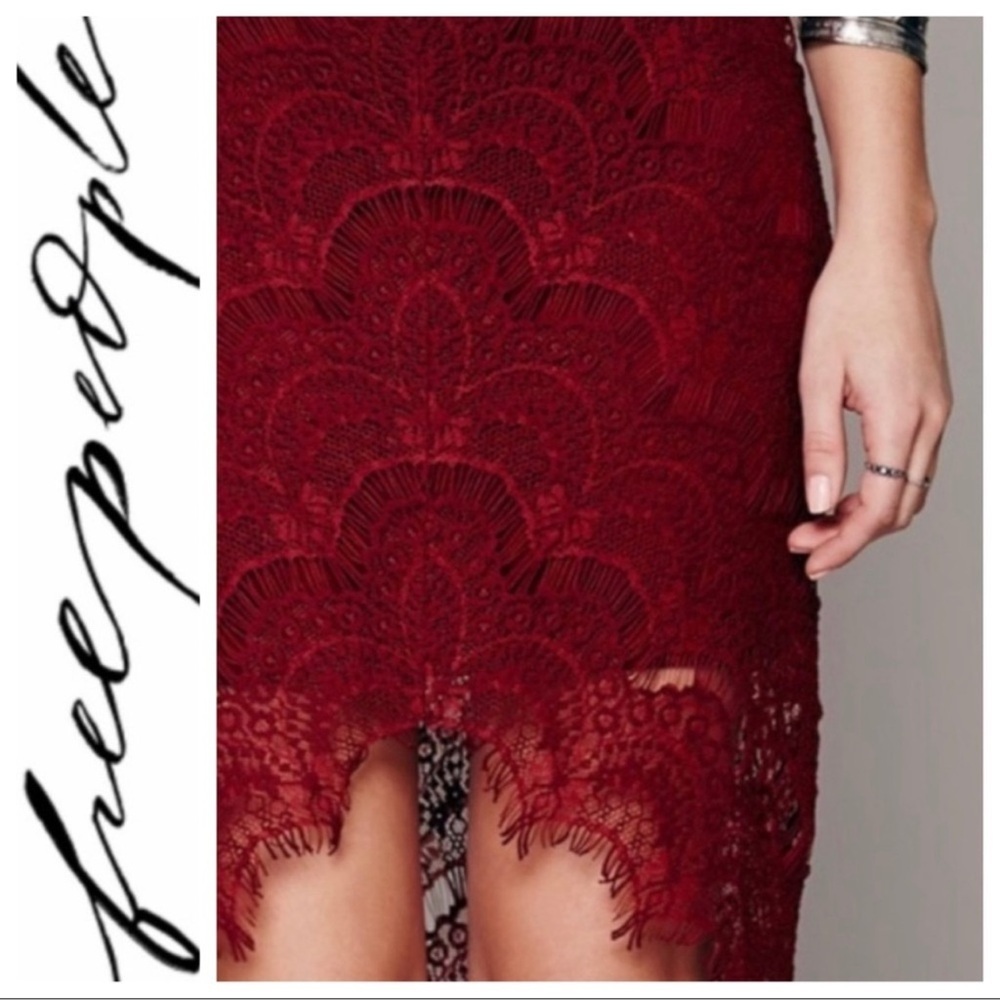 Free People Peekaboo Burgundy Lace Dress Size M NWOT - Picture 9 of 10